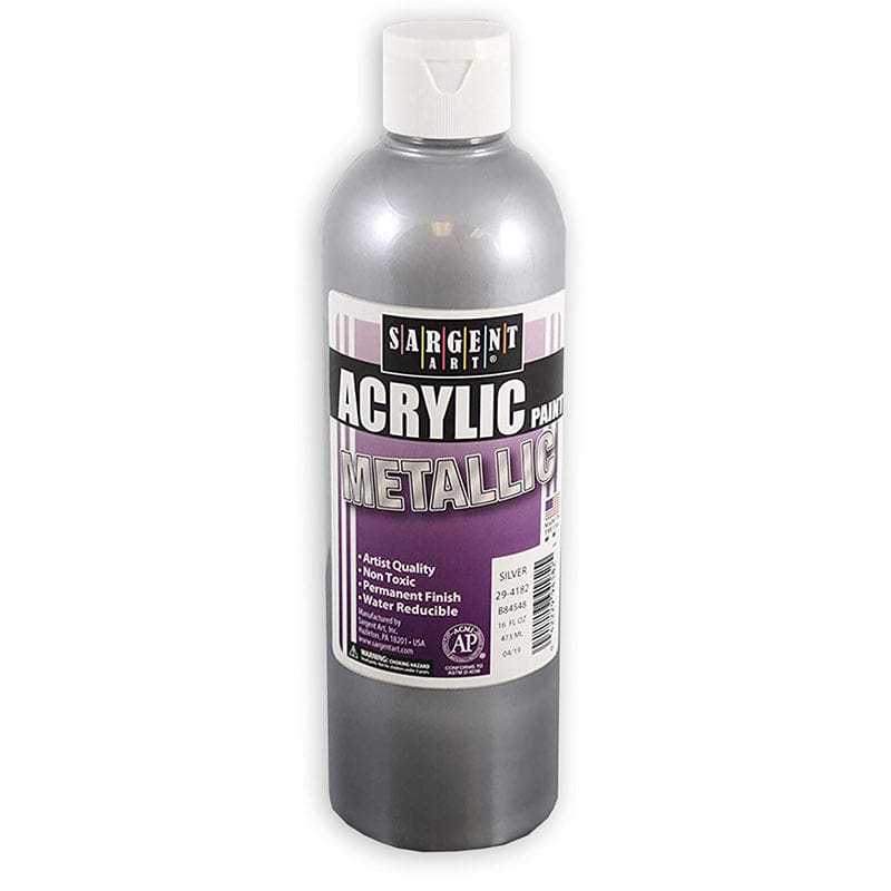 16Oz Metallic Acrylic- Silver (Pack of 2) - Paint - Sargent Art Inc.