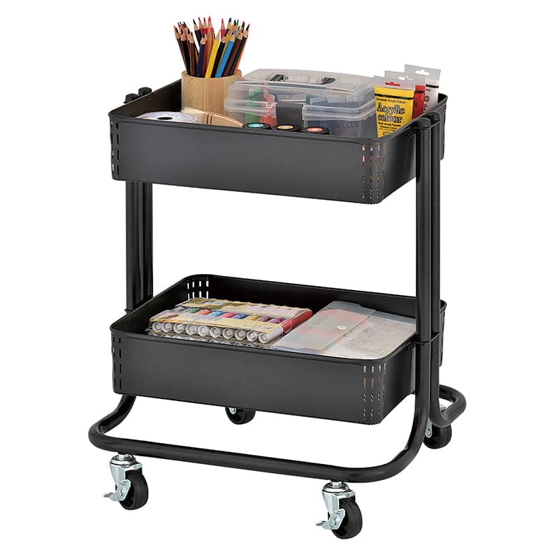 2-Tier Metal Rolling Cart Black - Storage - Ecr4kids L.p.