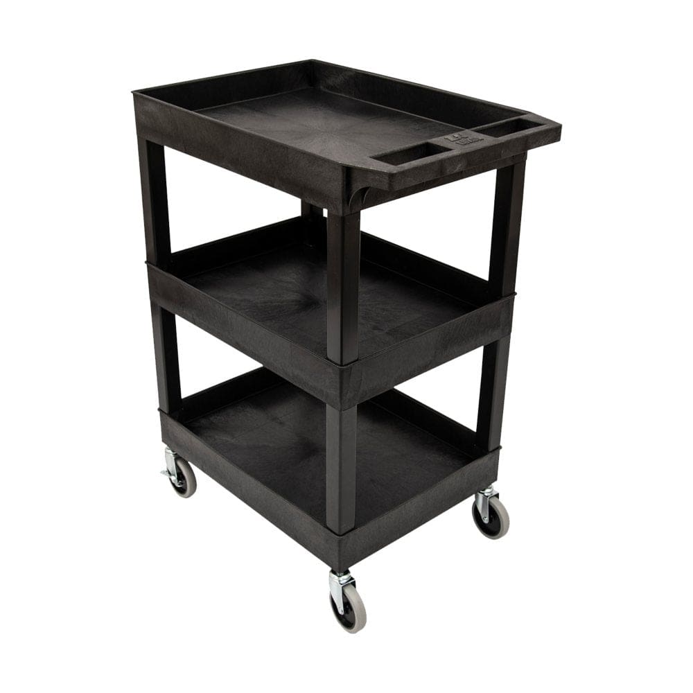 24 x 18 Plastic Utility Tub Cart- Three Shelf (Black) - Storage Supplies - Unknown