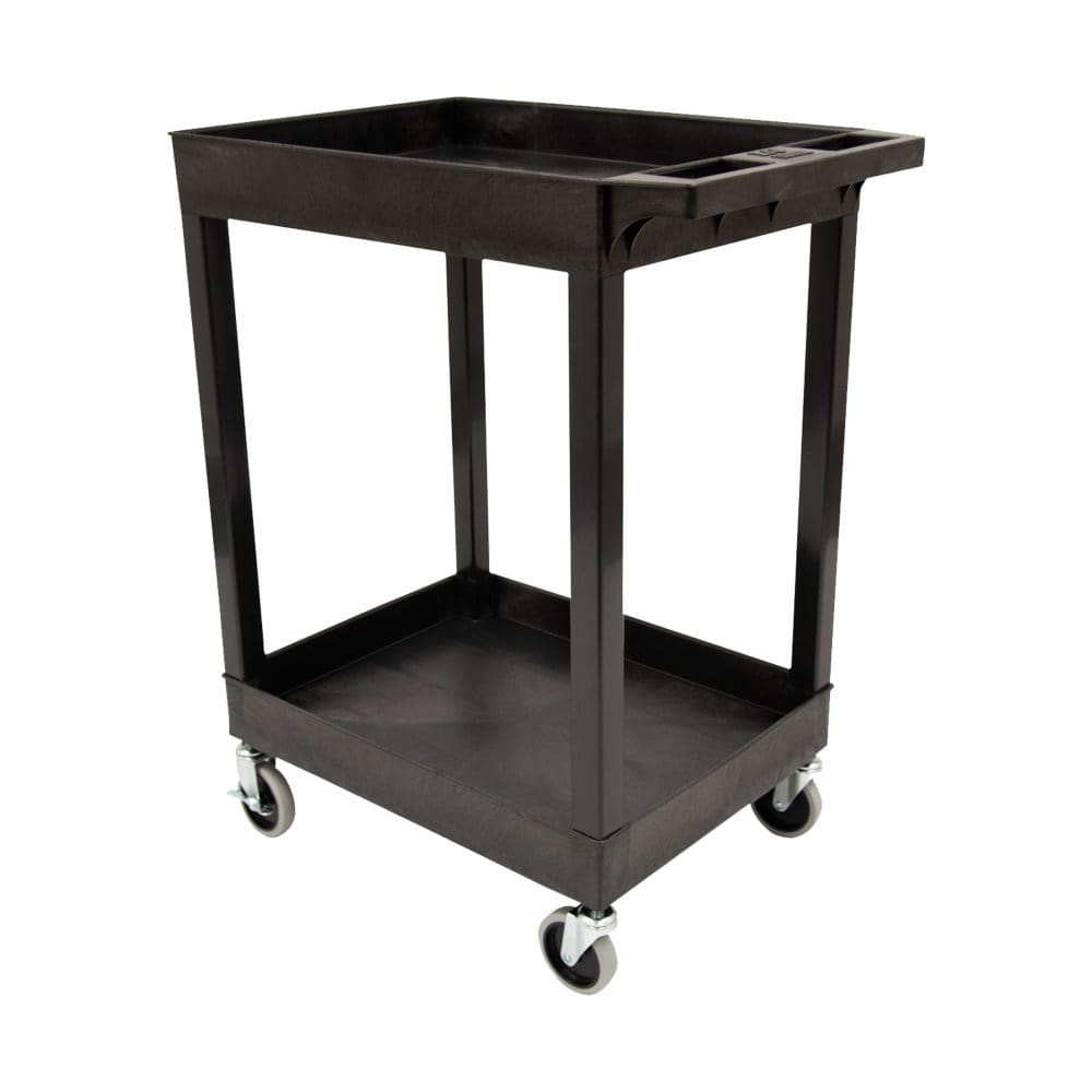 24 x 18 Plastic Utility Tub Cart - Two Shelf (Black) - Storage Supplies - Unknown