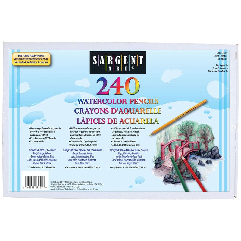 240 Ct Sargent Watercolor Pencil Best Buy Assortment 7 In - Colored Pencils - Sargent Art Inc.