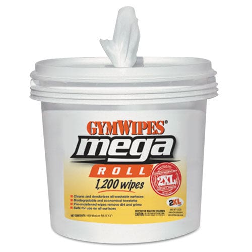 2XL Gym Wipes Mega Roll Refill 8 X 8 White 1,200/roll 2 Rolls/carton - Janitorial & Sanitation - 2XL