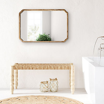 Kate and Laurel Marston Farmhouse Rectangle Wall Mirror - Rustic Brown