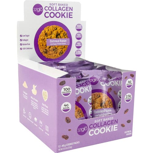 321 Glo Collagen Cookie Oatmeal Raisin 12 ea - 321 Glo