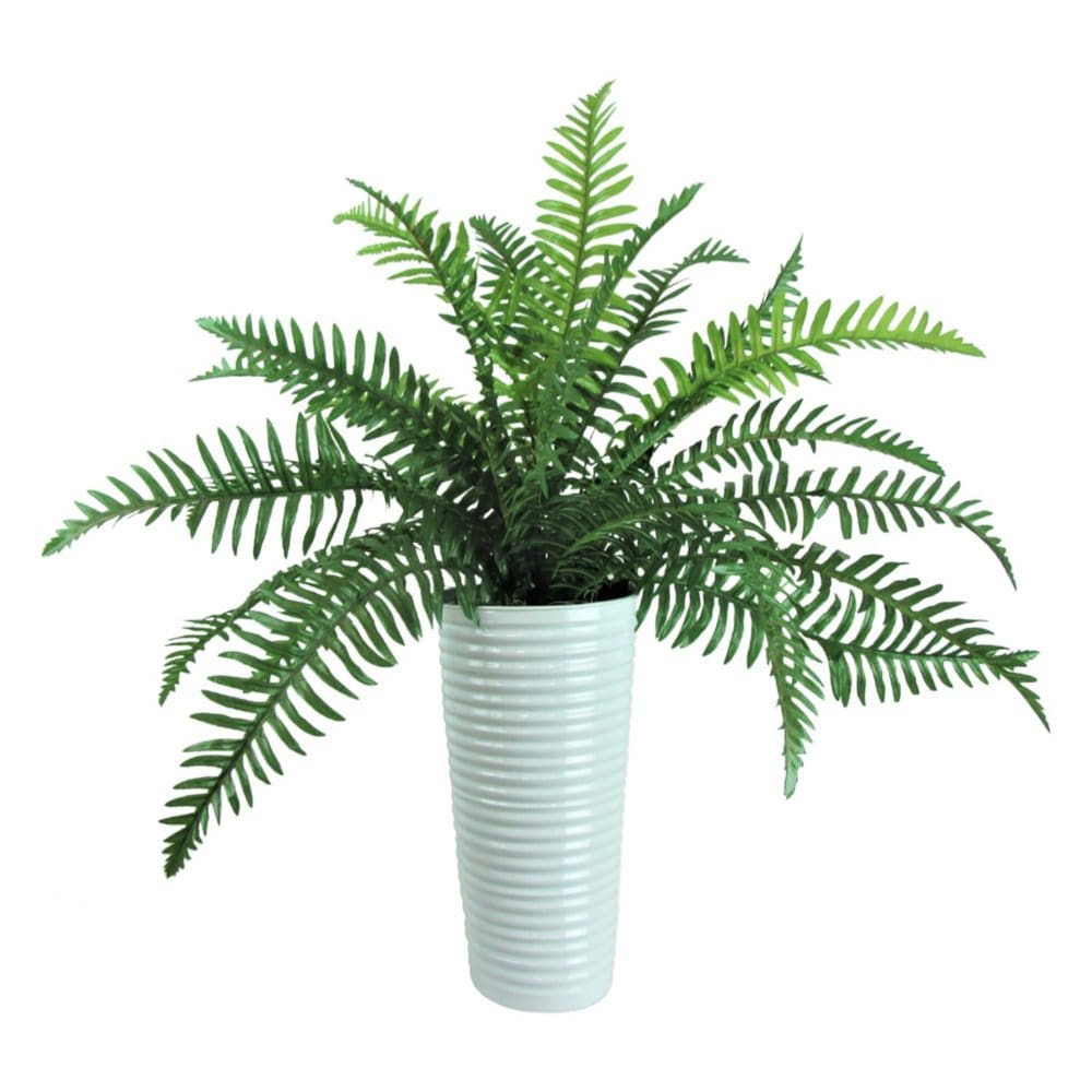 36 Faux Fern Plant in White Ribbed Metal Planter - Faux Plants - Faux Fern