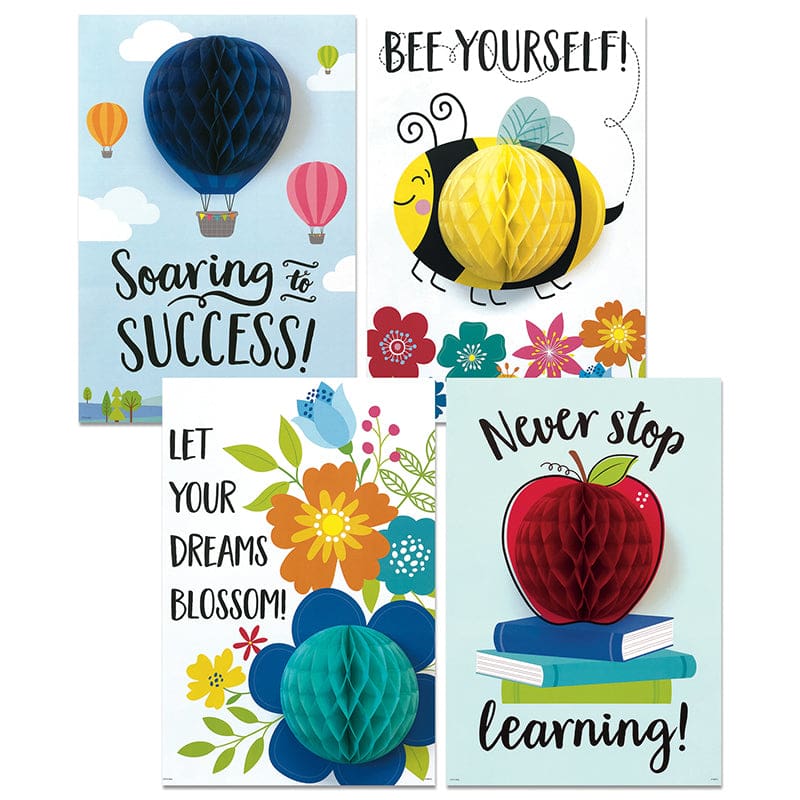 3D Pop Positive Mindset 4-Poster Pk Inspire U (Pack of 2) - Motivational - Creative Teaching Press