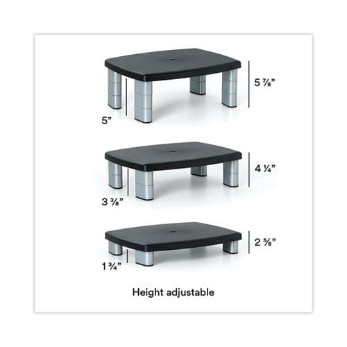 3M Adjustable Height Monitor Stand 15 X 12 X 2.63 To 5.78 Black/silver Supports 80 Lbs - School Supplies - 3M™