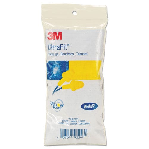 3M E-a-r Ultrafit Earplugs Corded Premolded Yellow 100 Pairs - Janitorial & Sanitation - 3M™