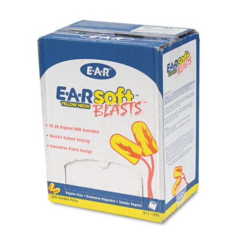 3M E-a-rsoft Blasts Earplugs Corded Foam Yellow Neon 200 Pairs/box - Janitorial & Sanitation - 3M™