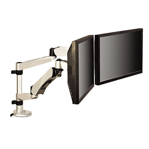 3M Easy-adjust Desk Dual Arm Mount For 27 Monitors 360 Deg Rotation +90/-15 Deg Tilt 360 Deg Pan Silver Supports 20 Lb - Furniture - 3M™