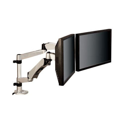 3M Easy-adjust Desk Dual Arm Mount For 27 Monitors 360 Deg Rotation +90/-15 Deg Tilt 360 Deg Pan Silver Supports 20 Lb - Furniture - 3M™