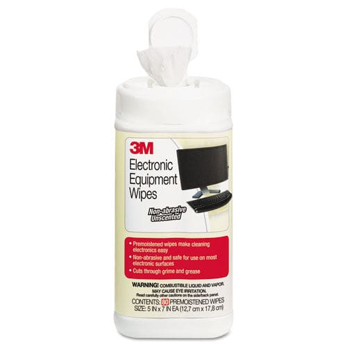 3M Electronic Equipment Cleaning Wipes 5.5 X 6.75 White 80/canister - School Supplies - 3M™