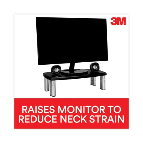 3M Extra-wide Adjustable Monitor Stand 20 X 12 X 1 To 5.78 Silver/black Supports 40 Lbs - School Supplies - 3M™