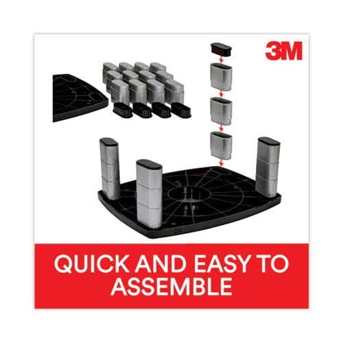 3M Extra-wide Adjustable Monitor Stand 20 X 12 X 1 To 5.78 Silver/black Supports 40 Lbs - School Supplies - 3M™