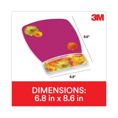 3M Fun Design Clear Gel Mouse Pad With Wrist Rest 6.8 X 8.6 Daisy Design - Technology - 3M™