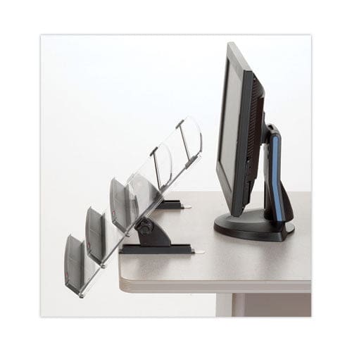 3M In-line Adjustable Desktop Copyholder,150 Sheet Capacity Plastic Black/clear - Office - 3M™