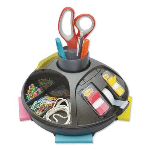 3M Rotary Self-stick Notes Dispenser 14 Compartments Plastic 10 Diameter X 6h Black - School Supplies - 3M™