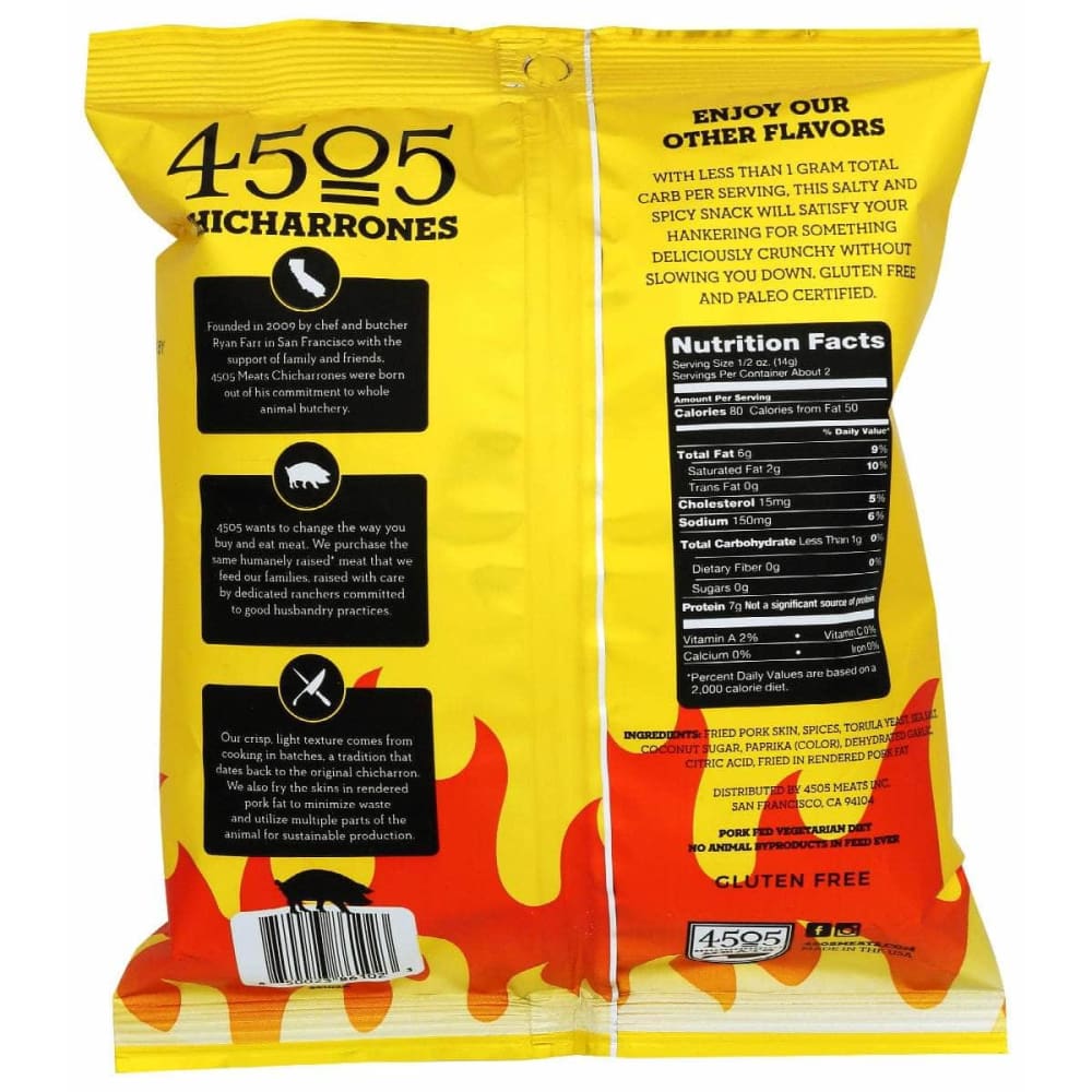 4505 MEATS 4505 Meats Chicharrones Fried Pork Rinds En Fuego, 1.1 Oz