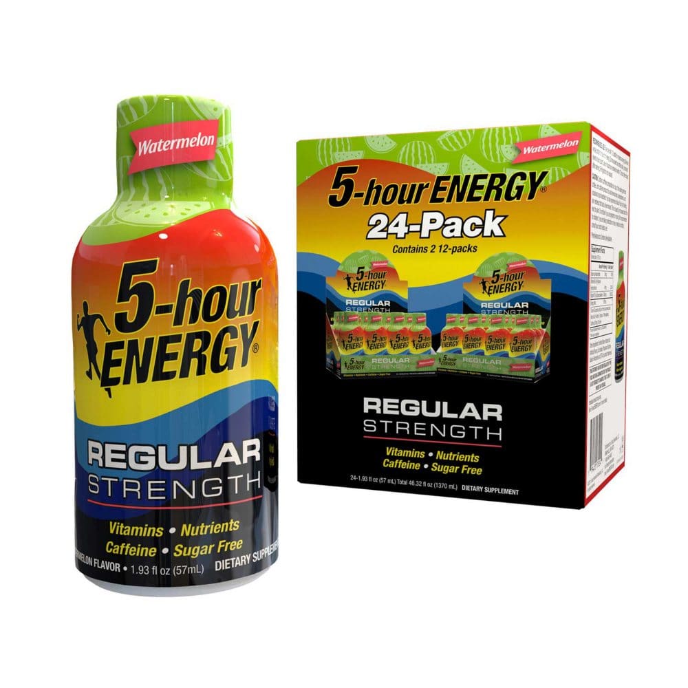 5-hour Energy Shot Regular Strength Watermelon (1.93 fl. oz. 24 pk.) - Energy Drinks - 5-hour Energy