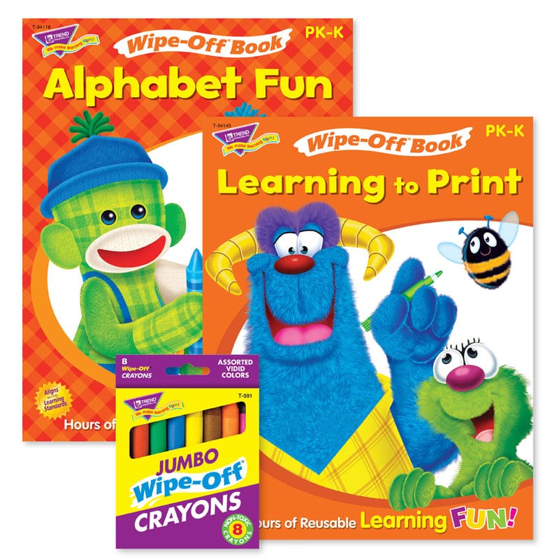 Abcs & Printing Reusable Books & Crayons (Pack of 2) - Art Activity Books - Trend Enterprises Inc.