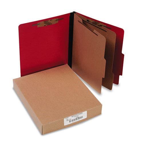 ACCO Colorlife Presstex Classification Folders 3 Expansion 2 Dividers 6 Fasteners Letter Size Executive Red Exterior 10/box - School