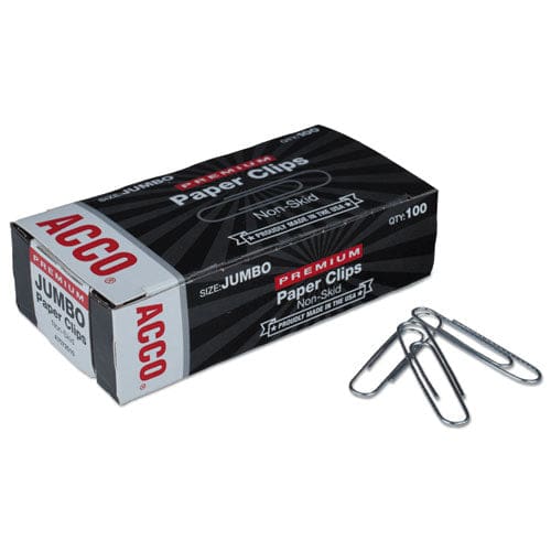 ACCO Premium Heavy-gauge Wire Paper Clips Jumbo Nonskid Silver 100 Clips/box 10 Boxes/pack - Office - ACCO