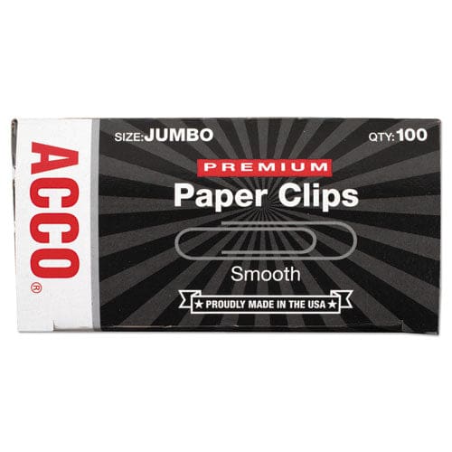 ACCO Premium Heavy-gauge Wire Paper Clips Jumbo Smooth Silver 100 Clips/box 10 Boxes/pack - Office - ACCO