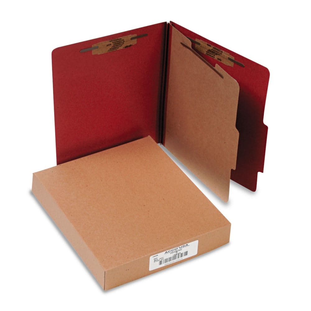 ACCO Pressboard 25-Pt 4-Section Classification Folders Earth Red (Letter 10ct.) - File Folders - ACCO