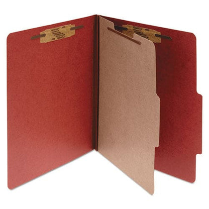 ACCO Pressboard Classification Folders 2 Expansion 1 Divider 4 Fasteners Letter Size Earth Red Exterior 10/box - School Supplies - ACCO