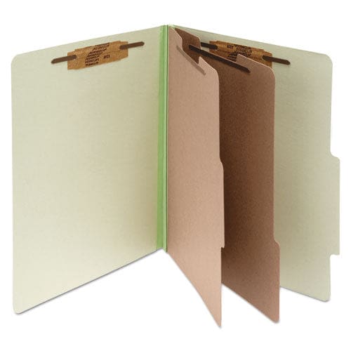 ACCO Pressboard Classification Folders 3 Expansion 2 Dividers 6 Fasteners Letter Size Leaf Green Exterior 10/box - School Supplies - ACCO
