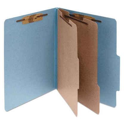 ACCO Pressboard Classification Folders 3 Expansion 2 Dividers 6 Fasteners Letter Size Sky Blue Exterior 10/box - School Supplies - ACCO