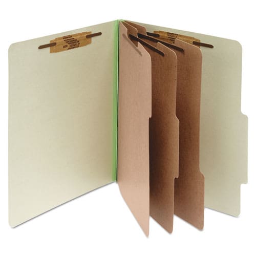 ACCO Pressboard Classification Folders 4 Expansion 3 Dividers 8 Fasteners Letter Size Leaf Green Exterior 10/box - School Supplies - ACCO
