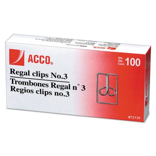 ACCO Regal Clips #3 Smooth Silver 100/box - Office - ACCO