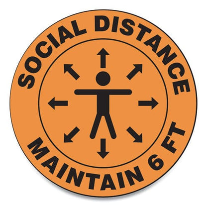 Accuform Slip-gard Social Distance Floor Signs 12 Circle social Distance Maintain 6 Ft Human/arrows Orange 25/pack - Office - Accuform®