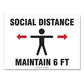 Accuform Social Distance Signs Wall 10 X 14 Customers And Employees Distancing Clean Environment Humans/arrows Green/white 10/pk - Office -