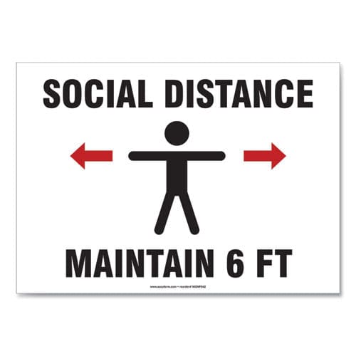 Accuform Social Distance Signs Wall 10 X 14 social Distance Maintain 6 Ft 2 Humans/arrows White 10/pack - Office - Accuform®