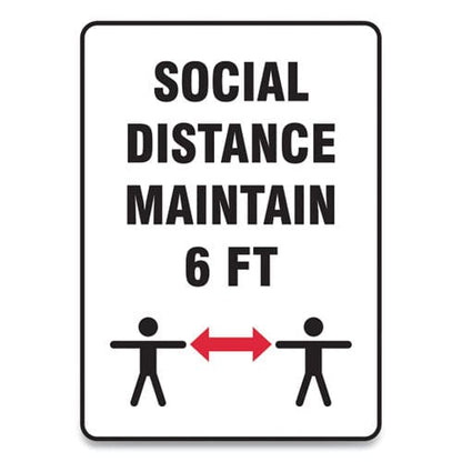 Accuform Social Distance Signs Wall 7 X 10 social Distance Maintain 6 Ft 2 Humans/arrows White 10/pack - Office - Accuform®