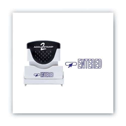 ACCUSTAMP2 Pre-inked Shutter Stamp Blue Entered 1.63 X 0.5 - Office - ACCUSTAMP2®