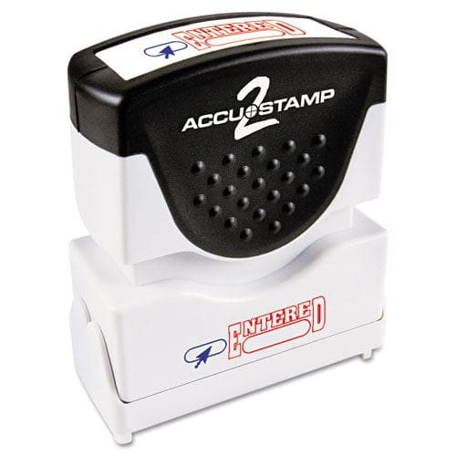 ACCUSTAMP2 Pre-inked Shutter Stamp Red/blue Entered 1.63 X 0.5 - Office - ACCUSTAMP2®