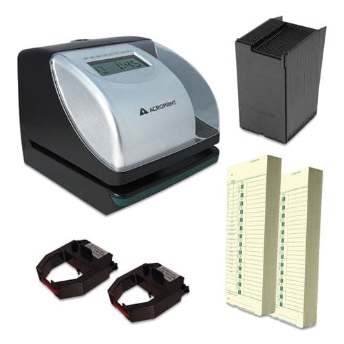 Acroprint Es700 Time Clock And Document Stamp Bundle Digital Display Black/silver - Office - Acroprint®