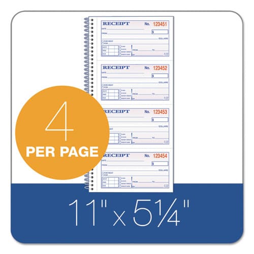 Adams 2-part Receipt Book Two-part Carbonless 4.75 X 2.75 4 Forms/sheet 200 Forms Total - Office - Adams®