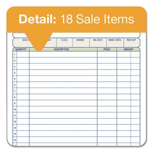 Adams 2-part Sales Book 18 Lines Two-part Carbon 7.94 X 5.56 50 Forms Total - Office - Adams®