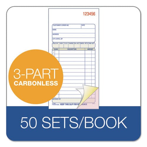 Adams 3-part Sales Book Three-part Carbonless 3.25 X 7.13 50 Forms Total - Office - Adams®