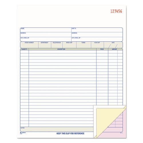 Adams 3-part Sales Book Three-part Carbonless 3.25 X 7.13 50 Forms Total - Office - Adams®