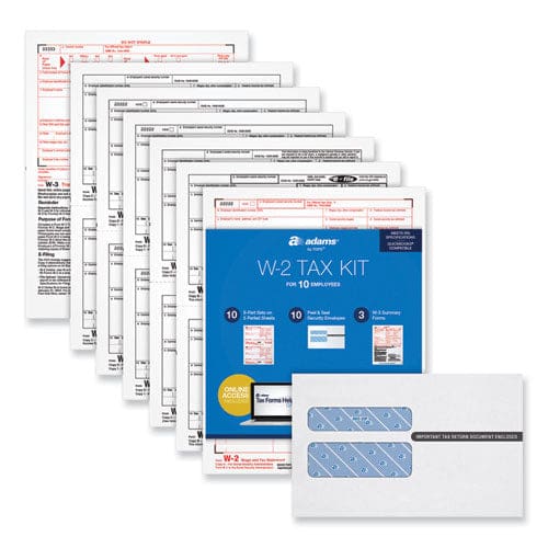 Adams 6-part W-2 Online Tax Kit Fiscal Year: 2022 Six-part Carbonless 8 X 5.5 2 Forms/sheet 10 Forms Total - Office - Adams®