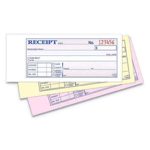 Adams Receipt Book Three-part Carbonless 7.19 X 2.75 4 Forms/sheet 100 Forms Total - Office - Adams®