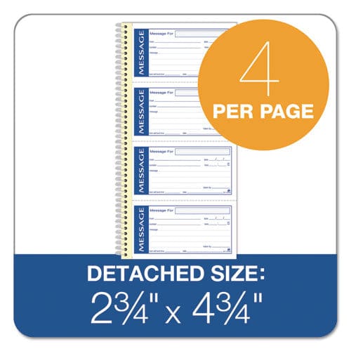 Adams Write ’n Stick Phone Message Book Two-part Carbonless 4.75 X 2.75 4 Forms/sheet 200 Forms Total - Office - Adams®