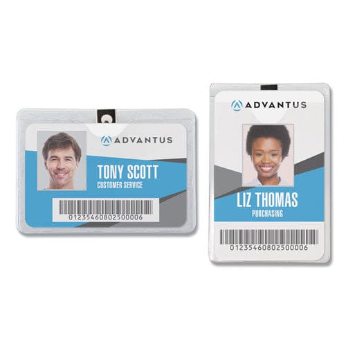 Advantus Id Badge Holders With Clip Horizontal Clear 4.13 X 3.38 Holder 3.88 X 3 Insert 50/pack - Office - Advantus