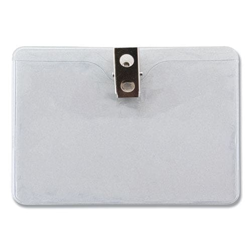 Advantus Id Badge Holders With Clip Horizontal Clear 4.13 X 3.38 Holder 3.88 X 3 Insert 50/pack - Office - Advantus