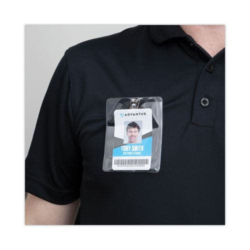 Advantus Id Badge Holders With Clip Vertical Clear 3.8 X 4.25 Holder 3.13 X 3.75 Insert 50/pack - Office - Advantus